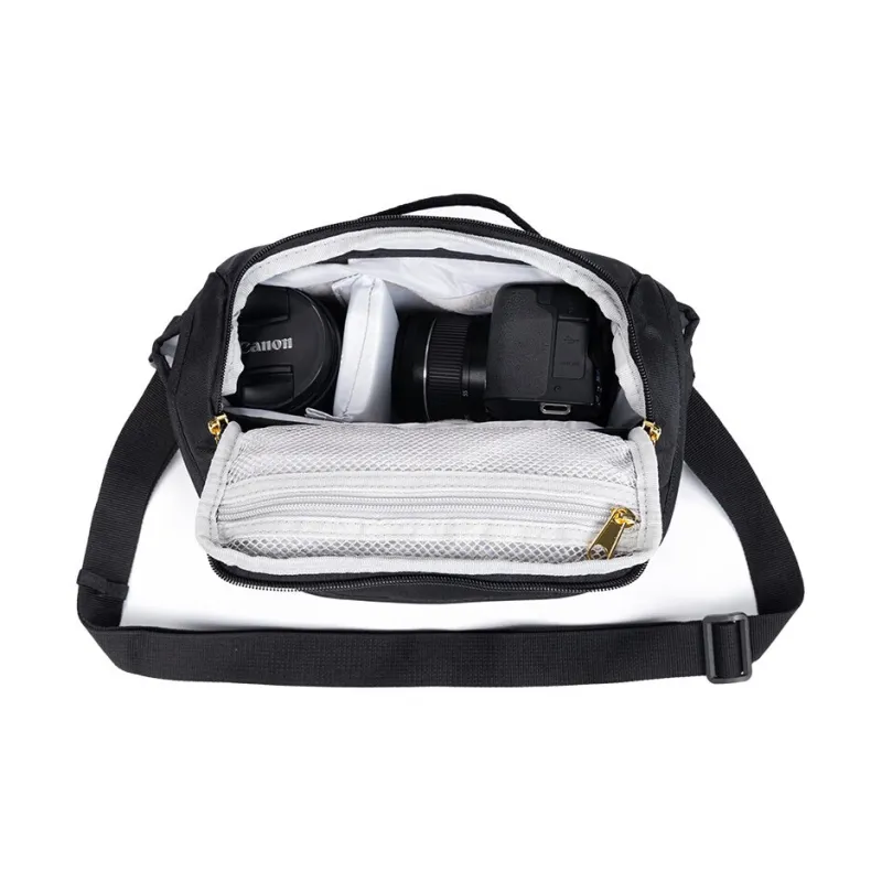 Canon Original Camera Bag, Mirrorless Camera Bag R100 R50 G7X SX740 SX70 285HS M50 M6 200D One Shoulder Black Gold Bag-4