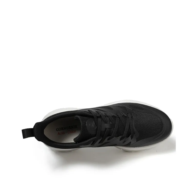 GORNORNIE Cushioning, Slip Resistant, And Abrasion Resistant Low Top Training Running Shoes Unisex Black White-3