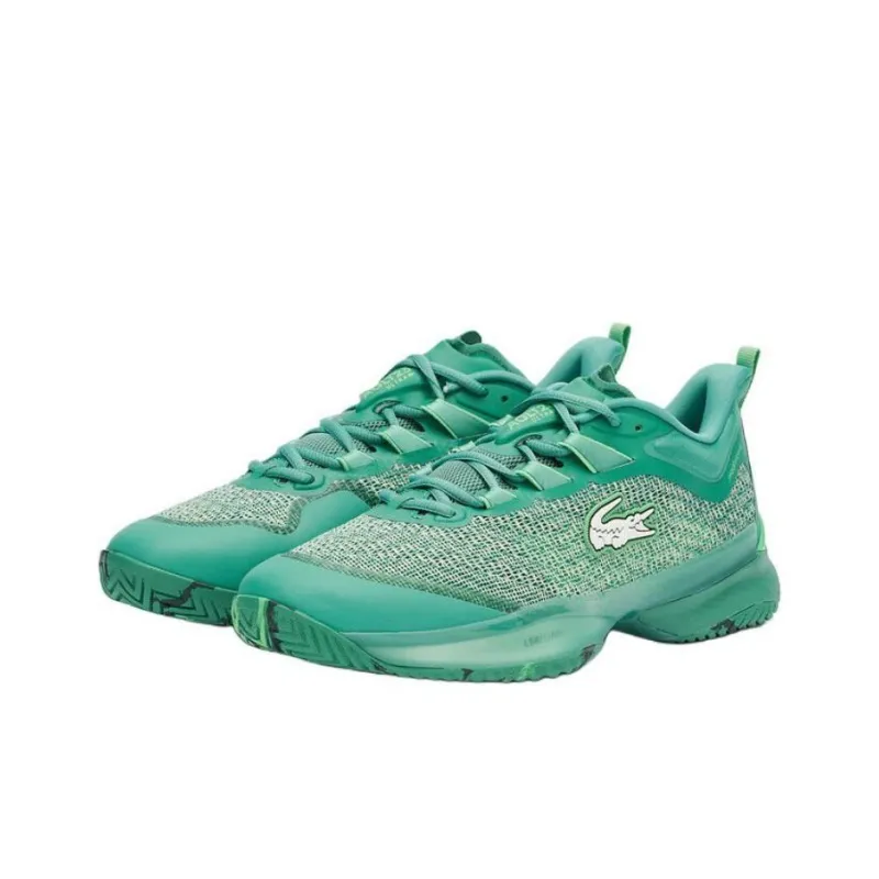 LACOSTE Abrasion Resistant Support Breathable Rebound Low Top Tennis Shoes Men's Green-2