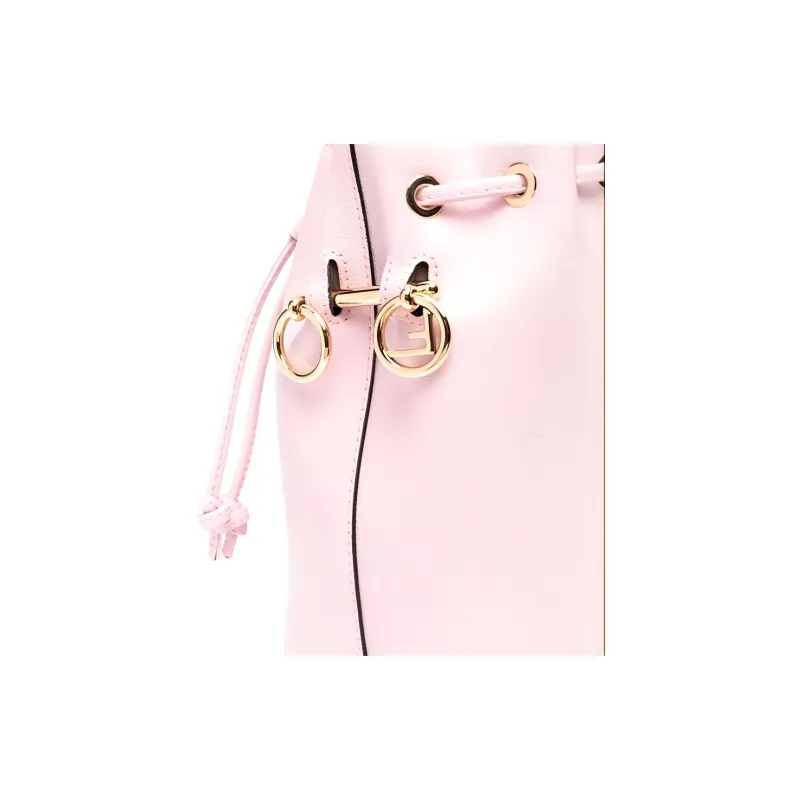 FENDI Leather Bucket Bags Crossbody One Shoulder Handbags Small Size Women's Pink-4