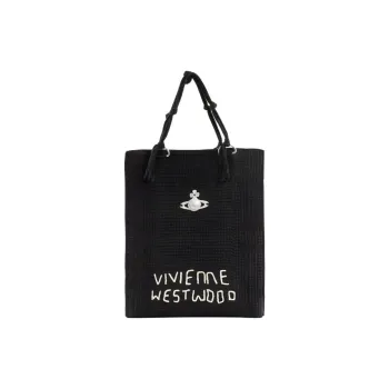 Vivienne Westwood Cotton Tote Bag, Shopping Bag, Shoulder Bag, Handbag Large Size Unisex Black