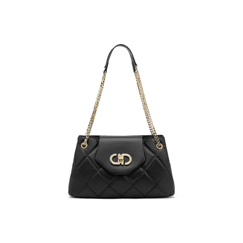 ST&SAT Cow Leather With Synthetic Leather Underarm Shoulder Bag Women's White/Black-7