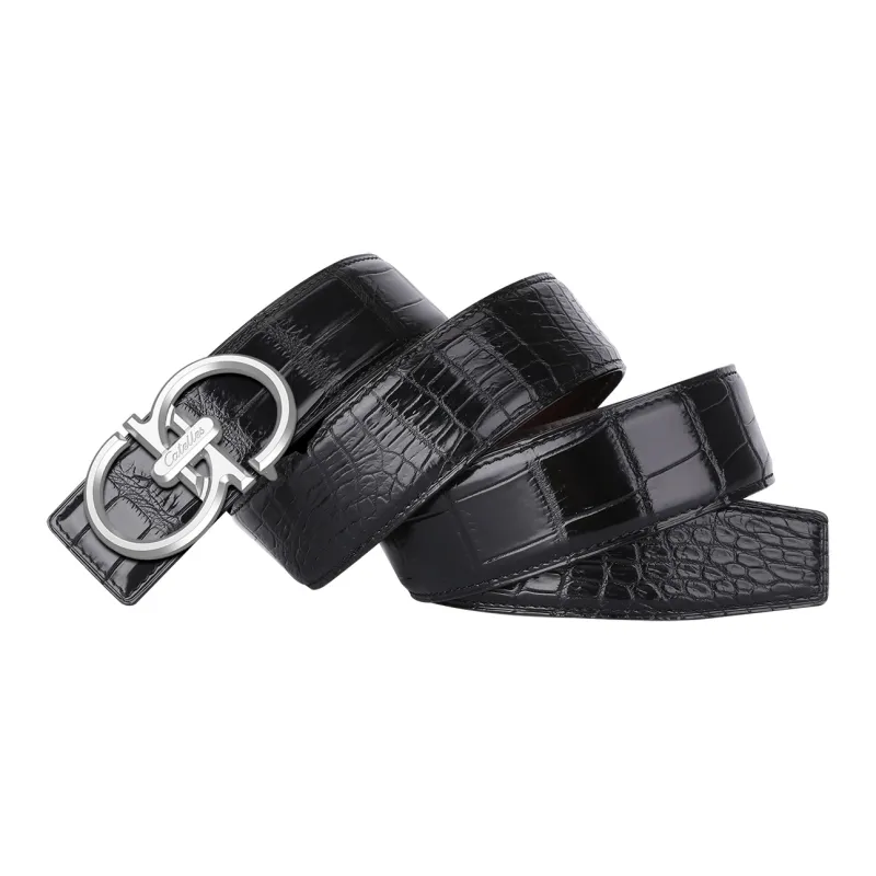 CATELLES Crocodile Leather Leather Belts Men's 3.5cm-4