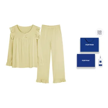 Floating Light Islands Pajama Set Women's Gift Box Set Light Green