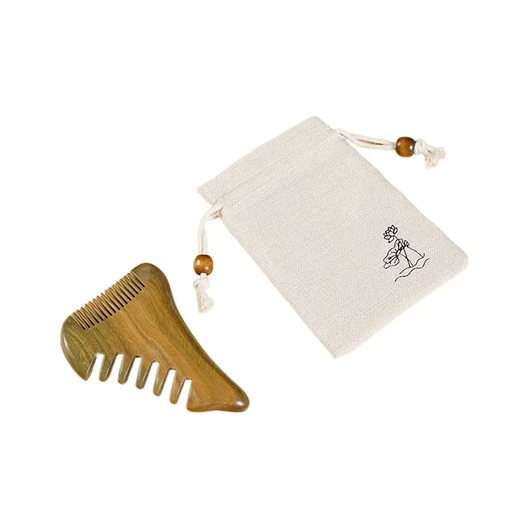 XIBI Triangular Monster Head Acupuncture Facial Wooden Comb Portable Anti Static Comb Sandalwood Massage Head-2