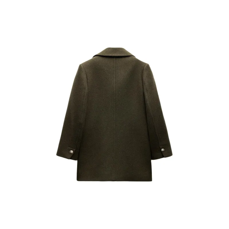 ZARA ZW Series Coats Women's Khaki Green-1