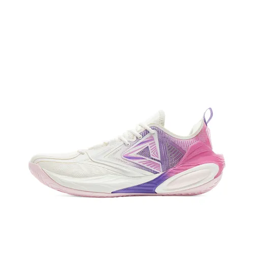 PEAK Cushioned Abrasion Resistant Slip Resistant Low Top Basketball Shoes Men's Ivory Purple