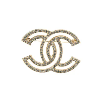 CHANEL 2022 Plated Cc Rhinestone Brooch Costume Brooch