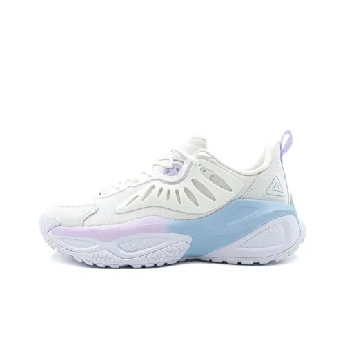 PEAK Cushioned Wear Resistant Slip Resistant Low Top Chunky Sneakers Women's All White Opt Blue