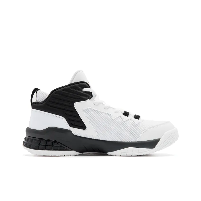 QIAODAN Grinding 1 Cushioning Coverage Anti Twist Support Anti Rollover High Top Basketball Shoes Men's White Black-1