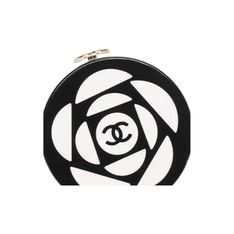 CHANEL Resin Glass Makeup Box, Crossbody Bag, Shoulder Bag Women's Black & White-4
