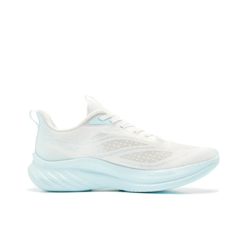 QIAODAN Cushioned Slip Resistant Abrasion Resistant Low Top Casual Running Shoes Women's White Blue-1