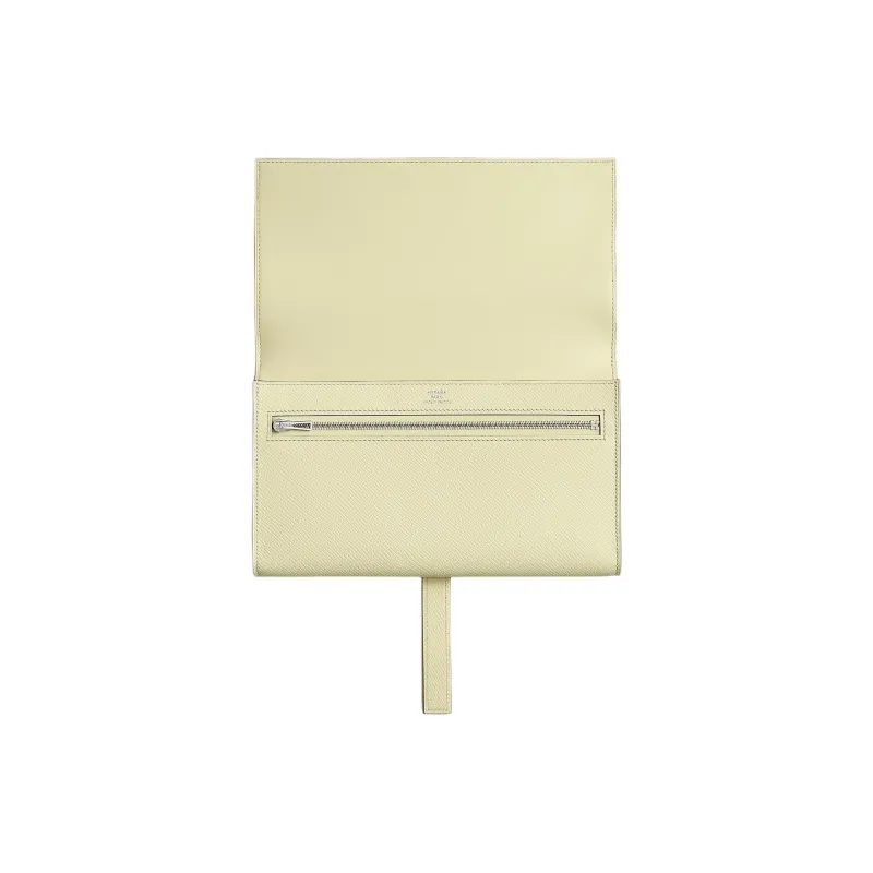 HERMES H Passant Epsom Calfskin Wallet Women's Milton Yellow-1
