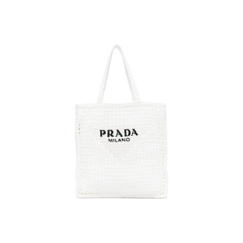 PRADA Raffia One Shoulder Handbags Women's White-1