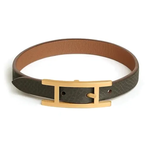 HERMES Calfskin Bracelets Men's Brown