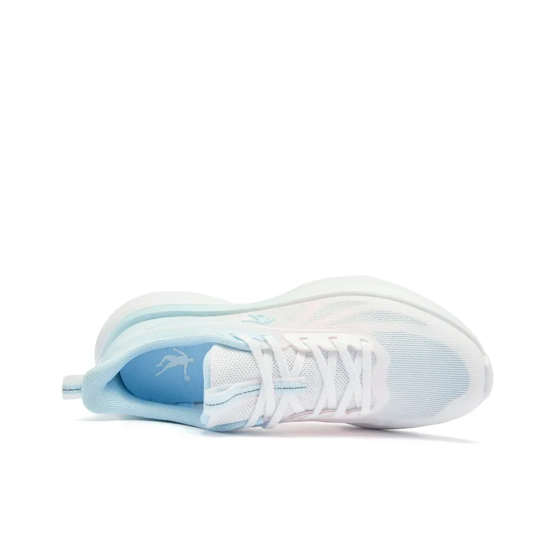 QIAODAN Cushioned Breathable Slip Resistant Low Top City Commute Sprint Running Shoes Women's White Pink Blue-3