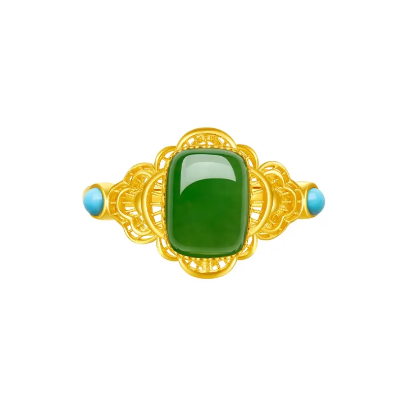 ZHOU LIU FU Hetian Jade Rings Jasper Women's-2