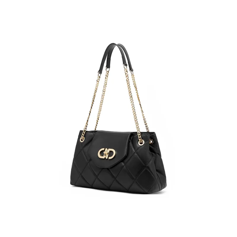 ST&SAT Cow Leather With Synthetic Leather Underarm Shoulder Bag Women's White/Black-8