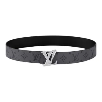 LOUIS VUITTON Canvas Belt Men's Black Width  4CM