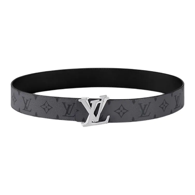 LOUIS VUITTON Canvas Belt Men's Black Width: 4CM-0