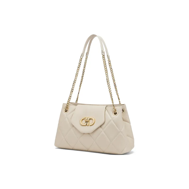 ST&SAT Cow Leather With Synthetic Leather Underarm Shoulder Bag Women's White/Black-2