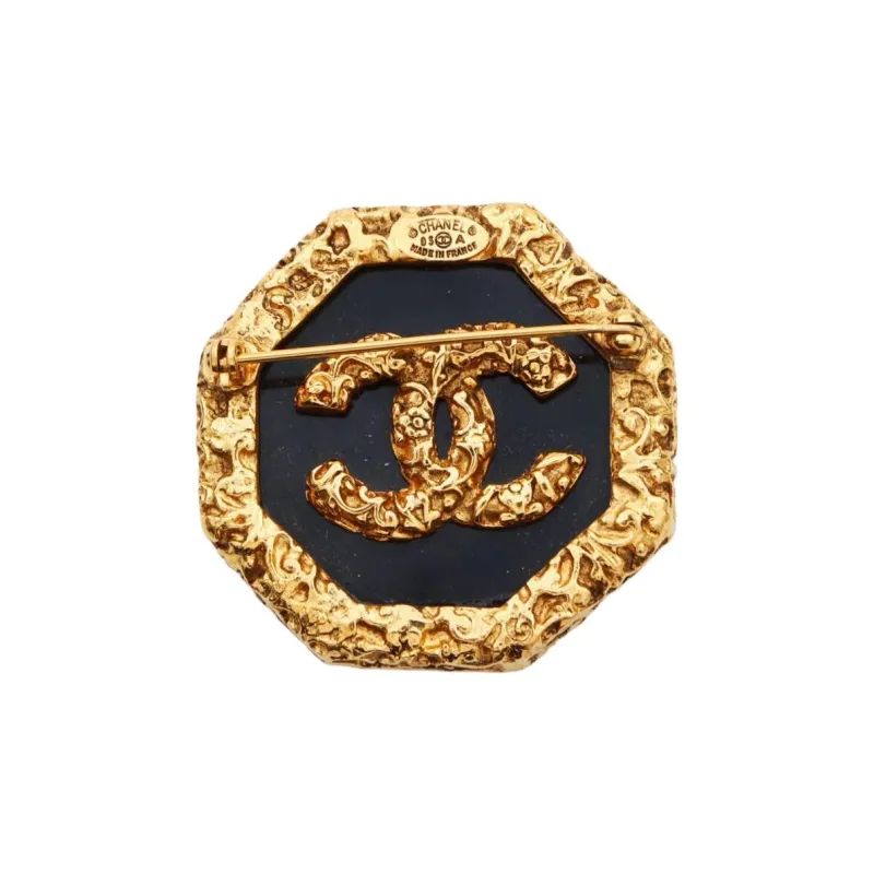 CHANEL 1995 Cc Logo Lava Brooch-2