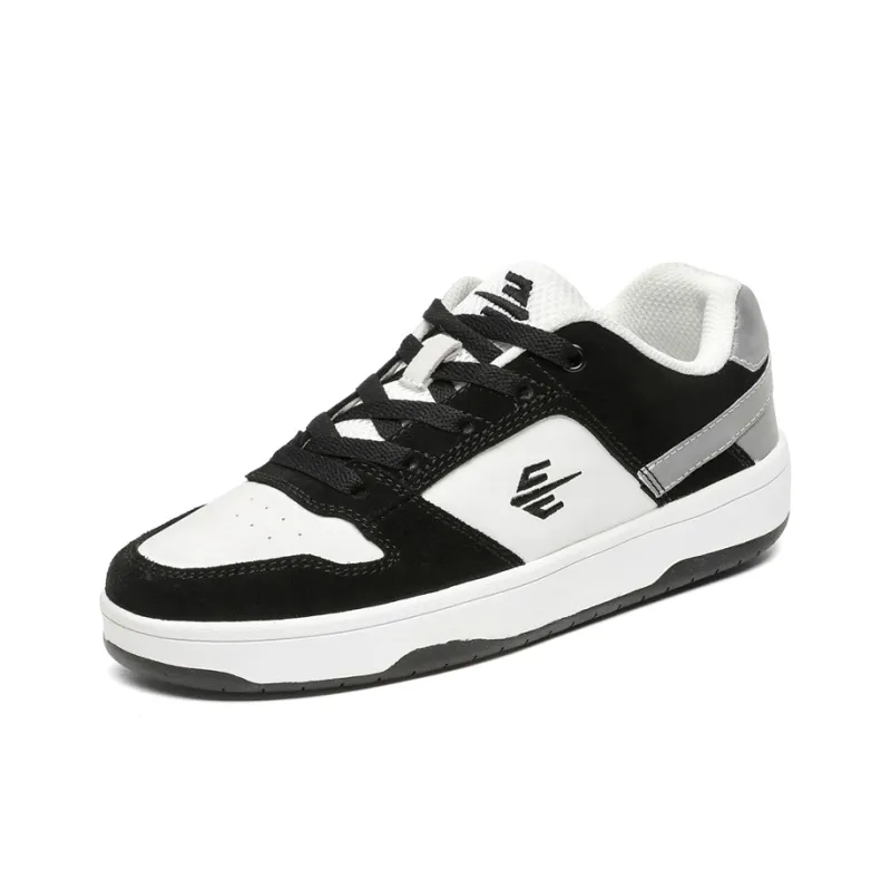 Sharp Crowds Slip Resistant Cushioning Abrasion Resistant Low Top Skateboard Shoes Unisex Black White-2