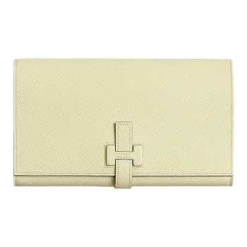 HERMES H Passant Epsom Calfskin Wallet Women's Milton Yellow
