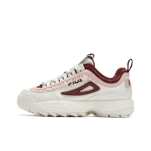 FILA Disruptor 2 Cushioning, Wear Resistant Low Top Casual Shoes Women's White Red