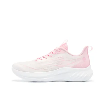 QIAODAN Cushioned Slip Resistant Abrasion Resistant Low Top Casual Running Shoes Women's White Pink