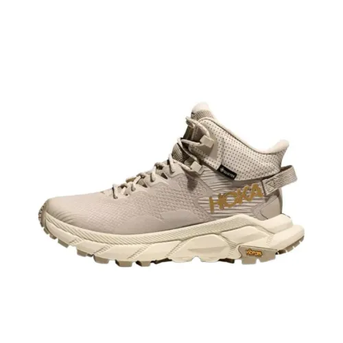 HOKA ONE ONE Trail Code GTX Anti-Slip Wear-Resistant Mid-Top Trekking Shoes Women's Gray Beige