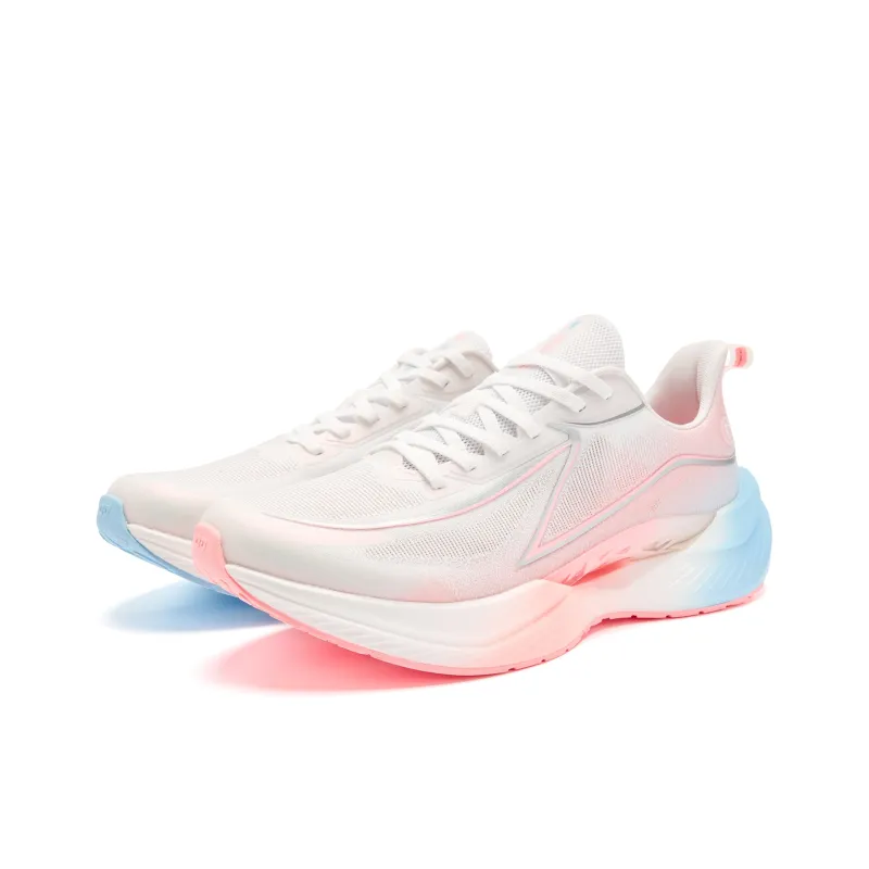QIAODAN Cushioned Slip Resistant Abrasion Resistant Low Top Casual Running Shoes Men's White Pink-2