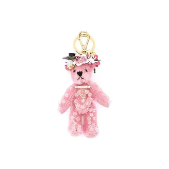 PRADA Cloth Metal Keychains Women's Pink