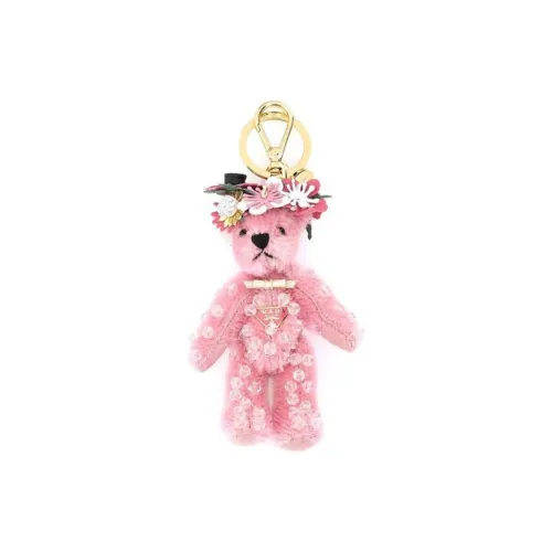 PRADA Cloth Metal Keychains Women's Pink