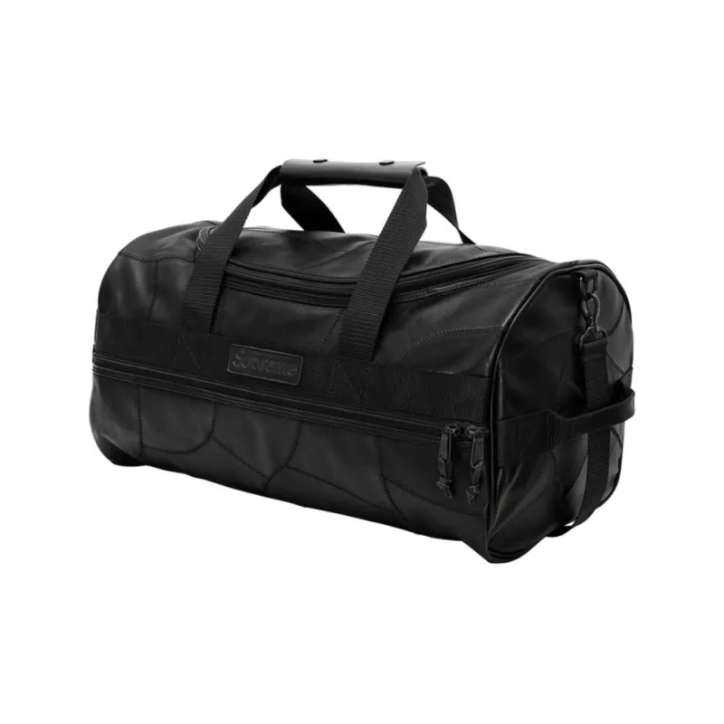 Supreme Patchwork With Cow Leather Handbag, Gym Bag, Travel Bag Unisex Black-3