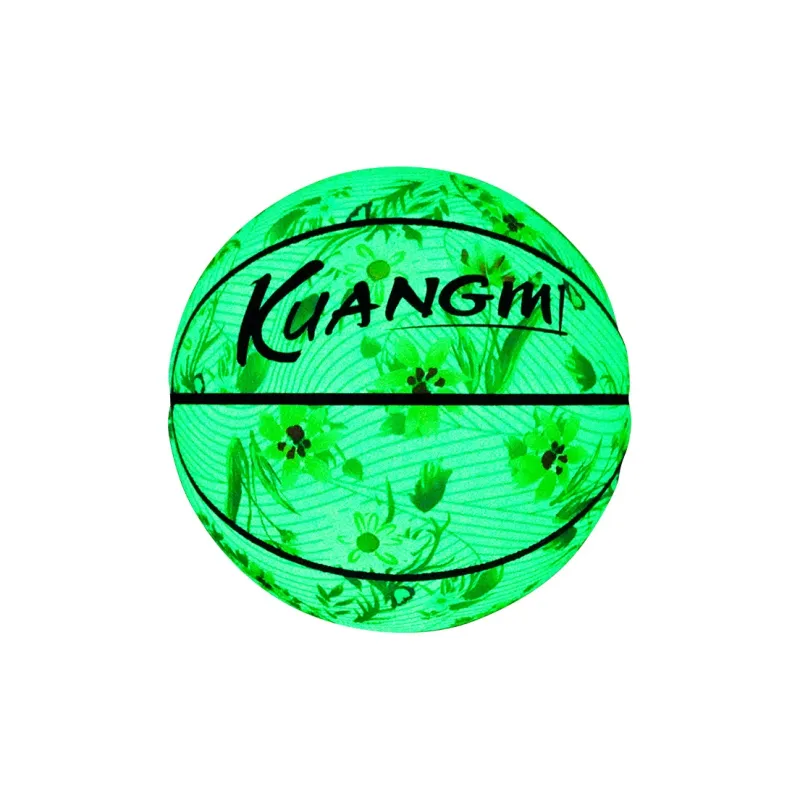 Kuangmi PU Basketball White Green Size 7 Ball Glow In The Dark Unisex-3