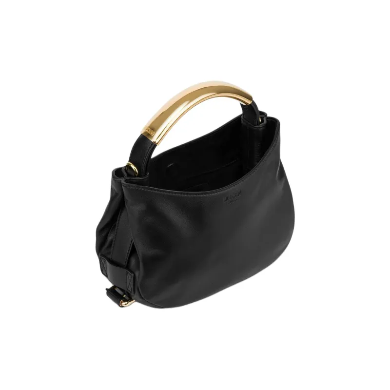 MOSCHINO Sheepskin Shoulder Bag Crossbody Bag Handbag Small Size Women's Black-2