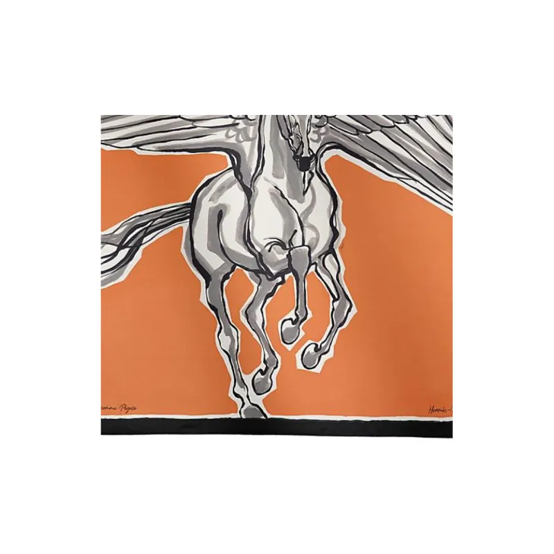 HERMES Silk Silk Scarves Women's Black/Caramel-1