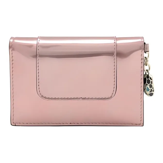 BVLGARI Serpenti Forever Calfskin Credit Card Holder Card Case Women's Pink-2