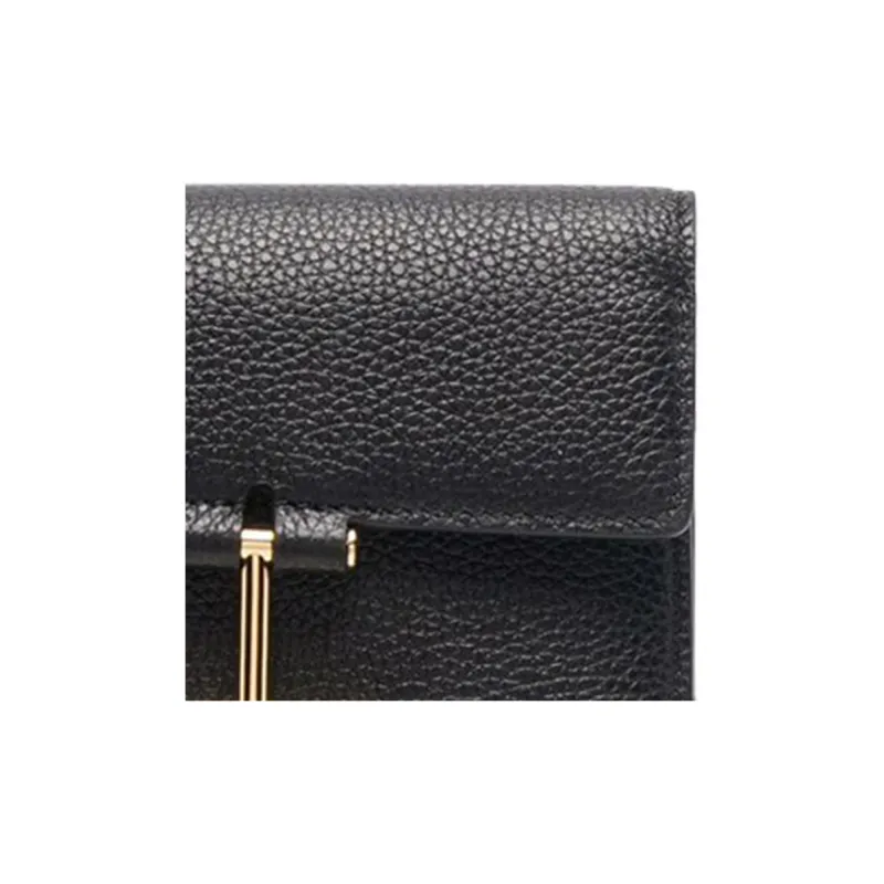 TF Cow Leather Wallet Women's Black-3