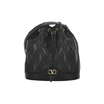 Valentino VLogo Plaque Drawstring Quilted Shoulder Bag