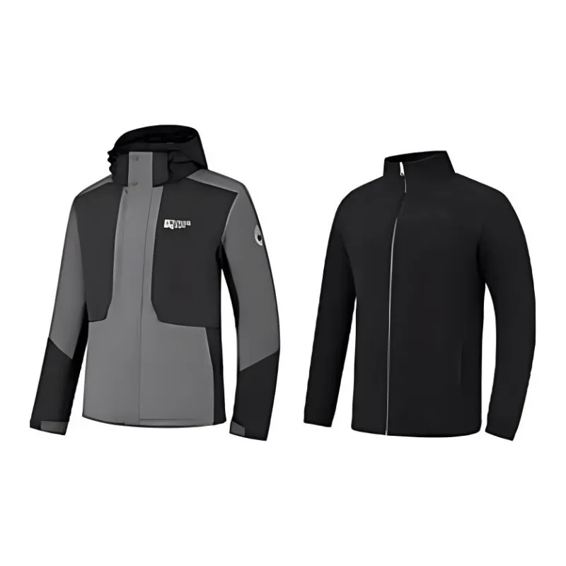 QIAODAN Water-Resistant Windproof Breathable Windbreaker Jacket Men's Black/smoked Ink-0