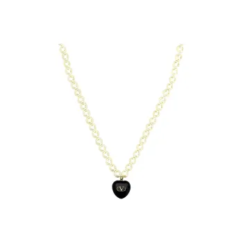 Valentino Heart Pendant Embellished Necklace