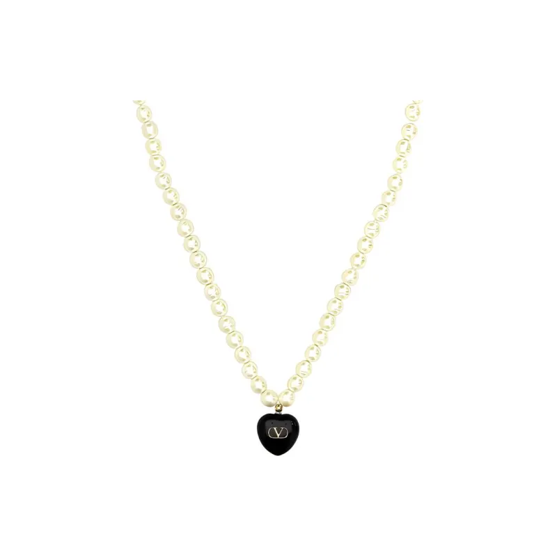 Valentino Heart Pendant Embellished Necklace-0