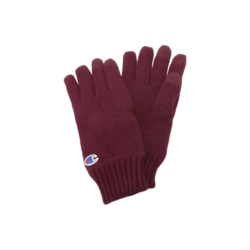Champion Acrylic Polyester Knit Gloves Unisex Burgundy-0