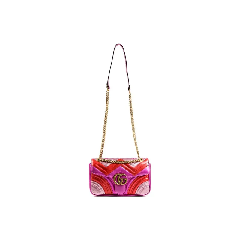 GUCCI Marmont Cow Leather Shoulder Bag Small Size Women's Purple Multicolor-5