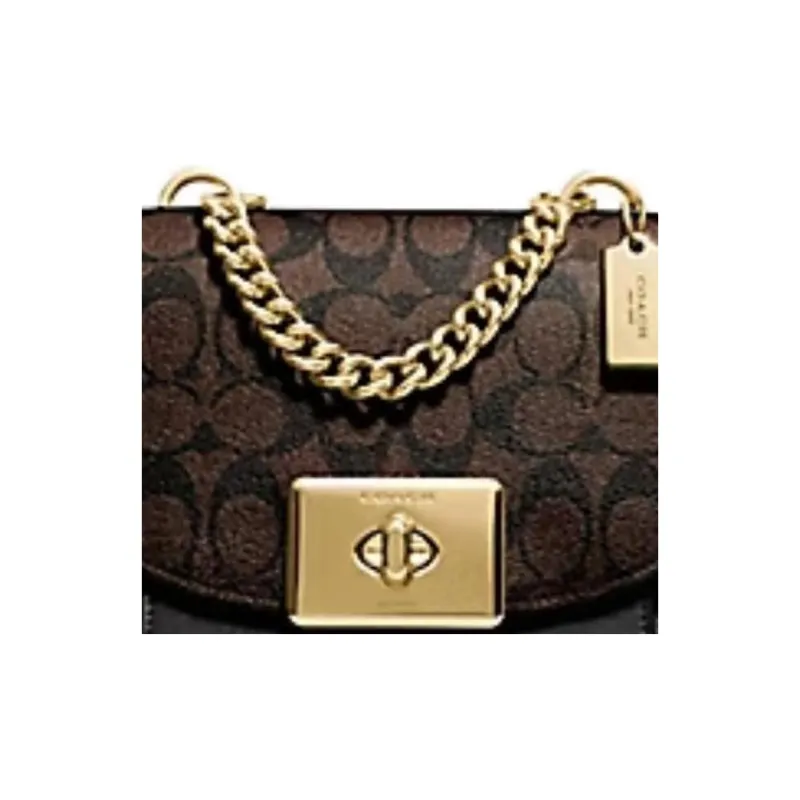 COACH Cassidy Canvas With Leather Handbag Shoulder Bag Crossbody Bag Medium Size Women's Black & Brown-2