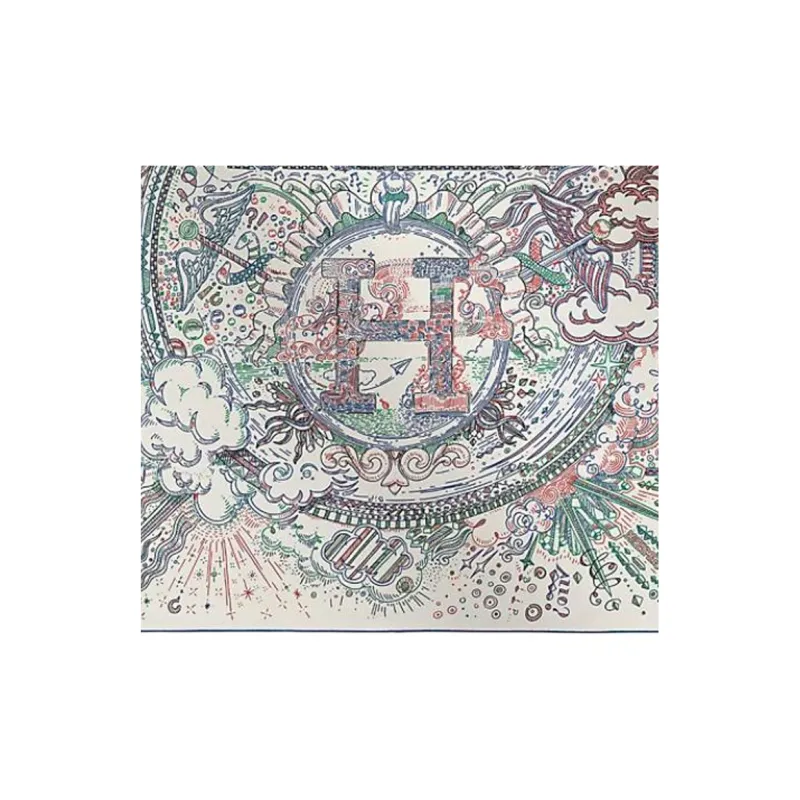 HERMES Mulberry Silk Silk Scarves Women's White/Cobalt Blue-1