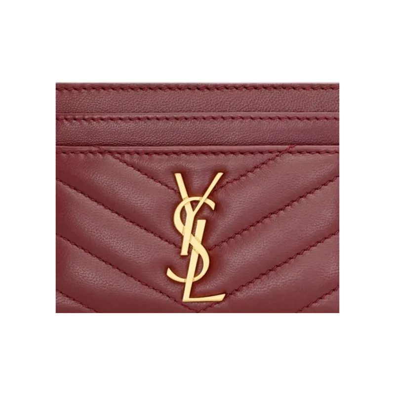SAINT LAURENT CASSANDRE Calfskin Card Holder Women's Merlot Red-3