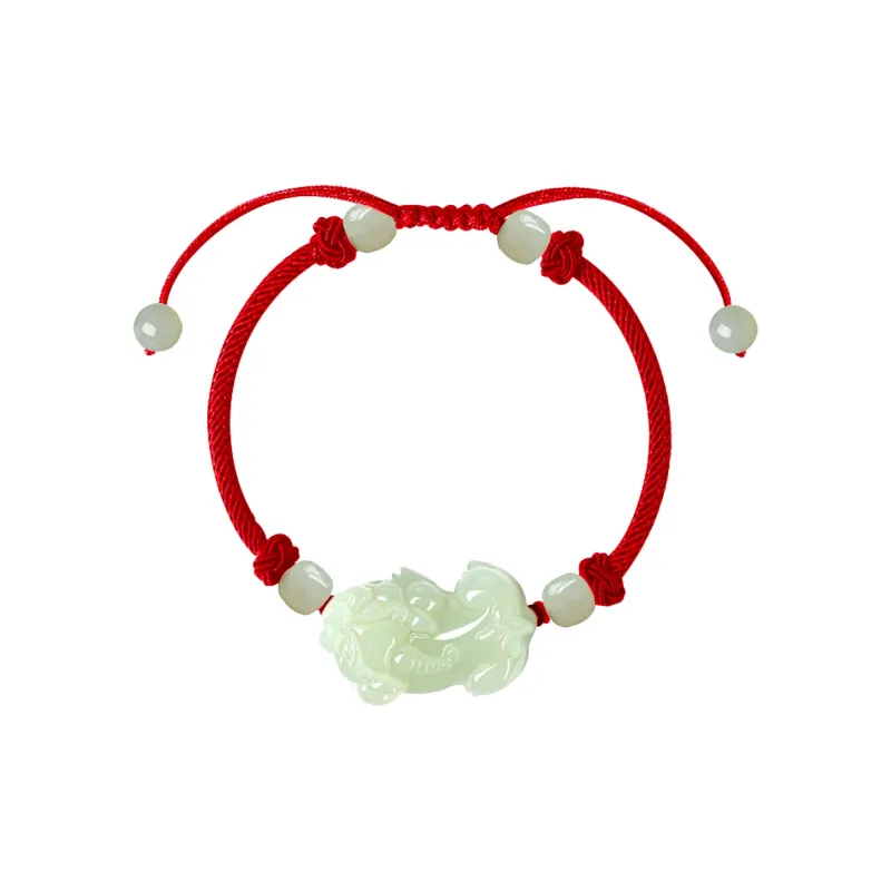 Cuiya Golden Building Hetian Jade Bracelets Pale Greenish White Jade Unisex-6